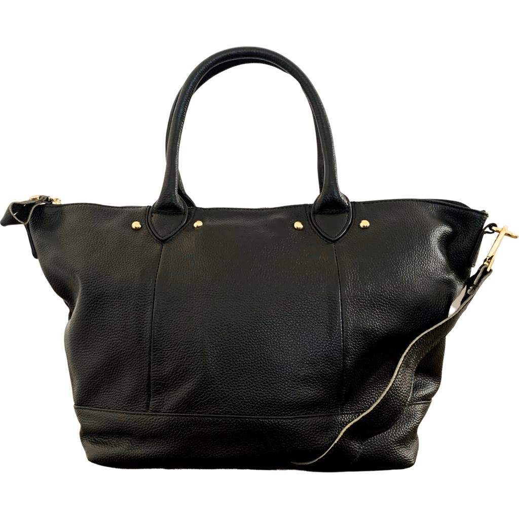Pink Haley Ellie Handmade Leather Tote In Black