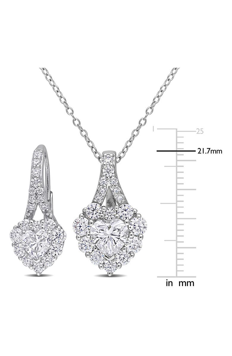 DELMAR Lab Grown Moissanite Heart Halo Pendant Necklace & Earrings Set, Alternate, color, 