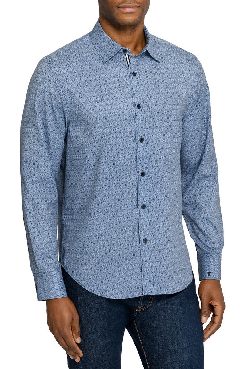 Brooklyn Brigade Marcy Mosaic Long Sleeve Performance Shirt, Main, color, Navy/Blue