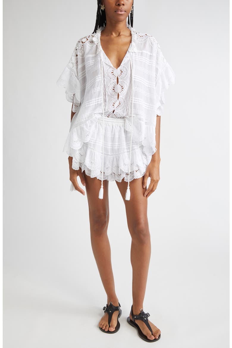 Puria Cotton Eyelet Miniskirt, Alternate, color, WHITE