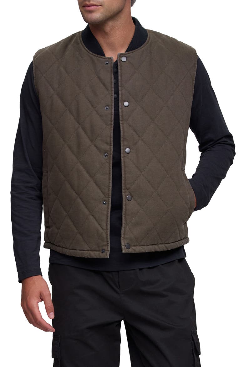 Quilted Canvas Twill Vest, Main, color, HAVANA