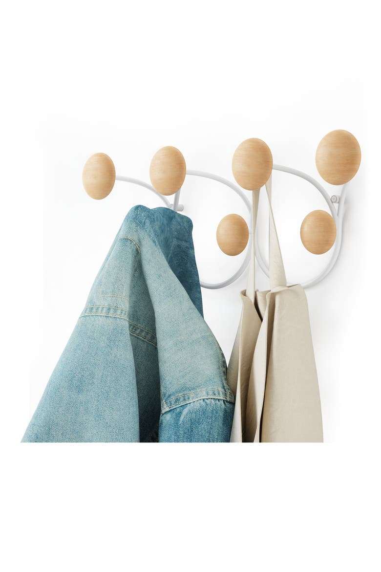 Dotsy 7-Hook Rack, Alternate, color, WHITE/ NATURAL