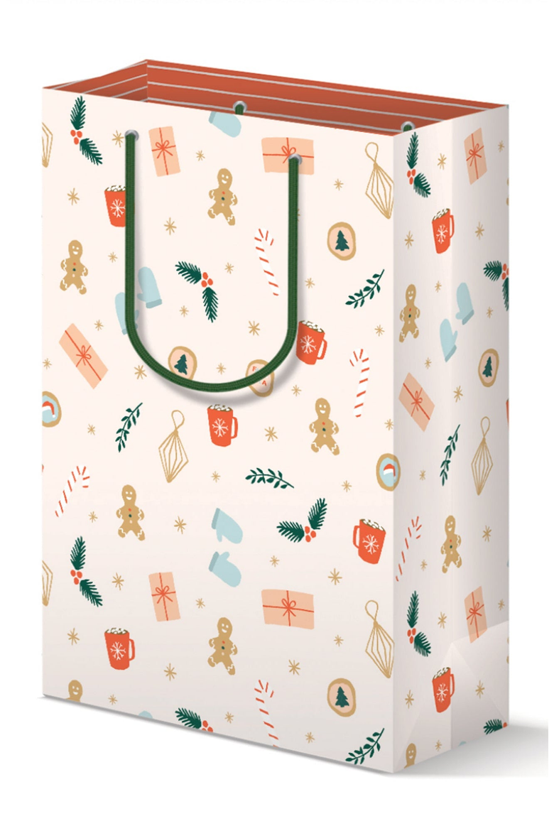 Pink Holiday Pattern Gift Bag Set of 3, Alternate, color, Pink Holiday Pattern
