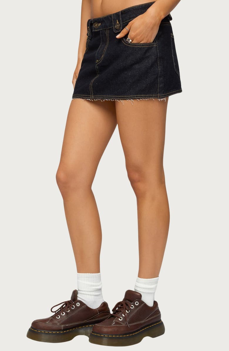 EDIKTED Noura Denim Miniskirt, Alternate, color, 