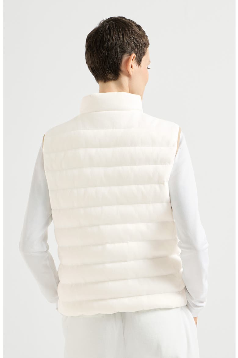 Techno cotton piqué down vest with logo, Alternate, color, White