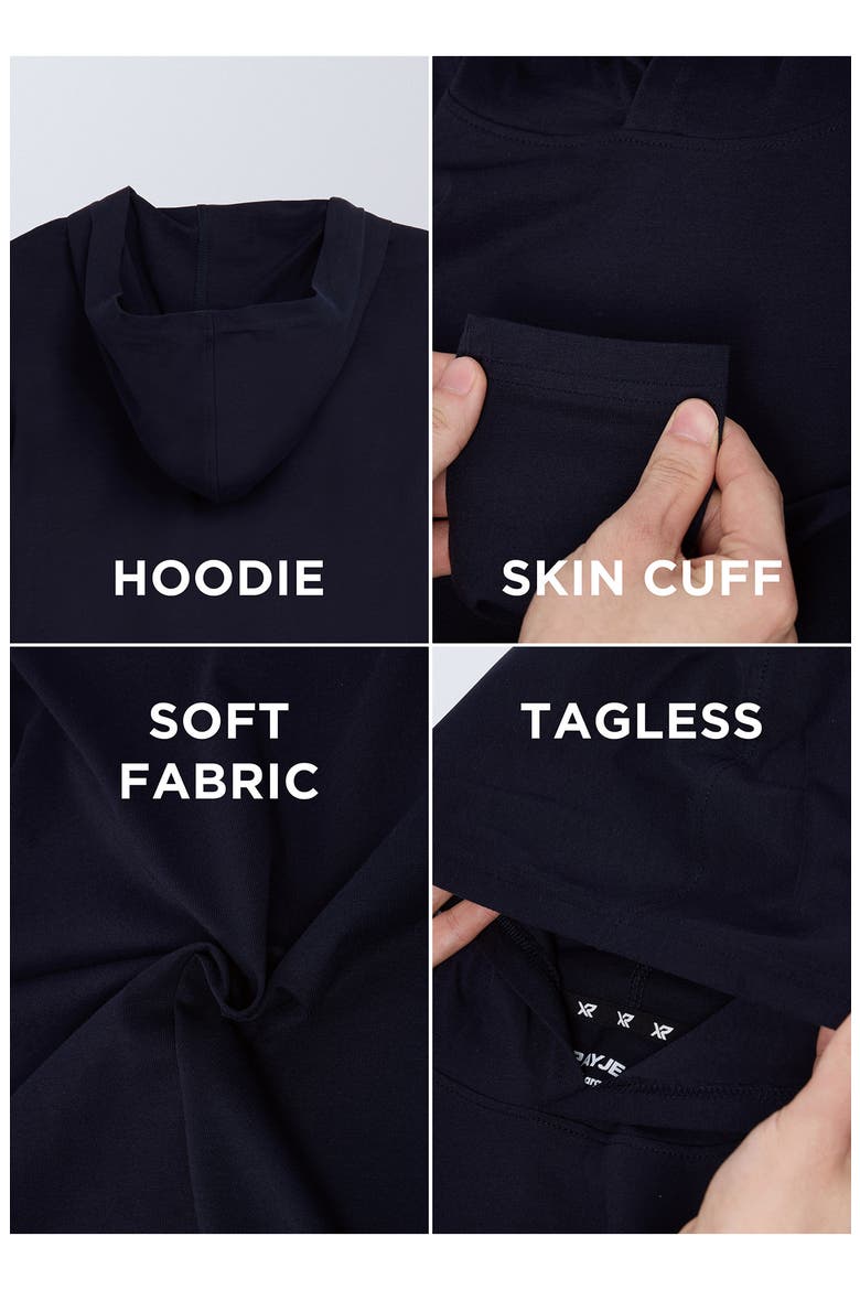 Kids' 3-Pack Hooded Long Sleeve Cotton T-Shirts, Alternate, color, NAVY/ NAVY/ NAVY