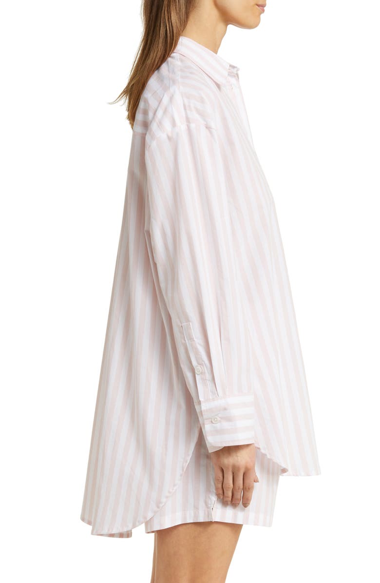 Papinelle Stripe Oversize Boxy Cotton Boxer Pajamas, Alternate, color, Papinelle Pink/White