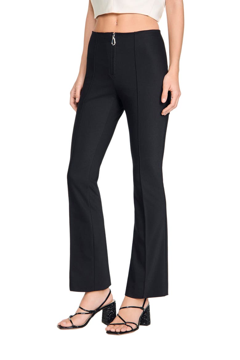Pleat and zip trousers, Main, color, Black