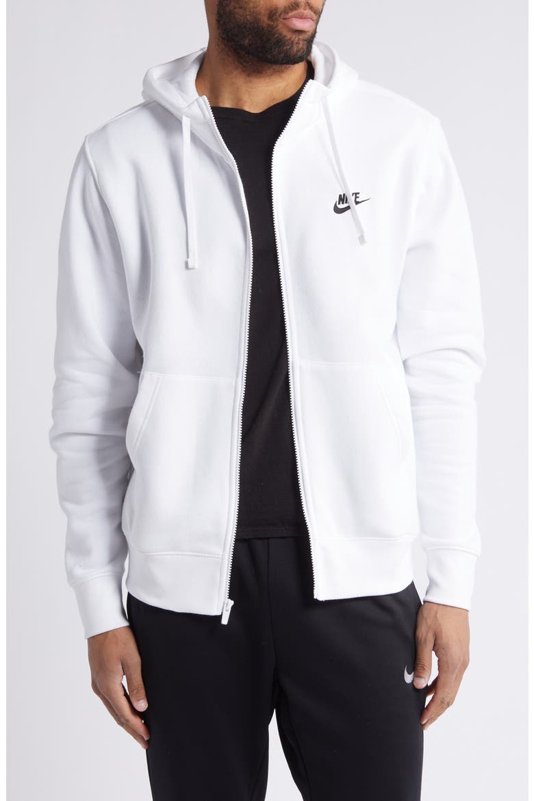 Men's Club Zip-Up Logo Hoodie, Main, color, WHITE/BLACK