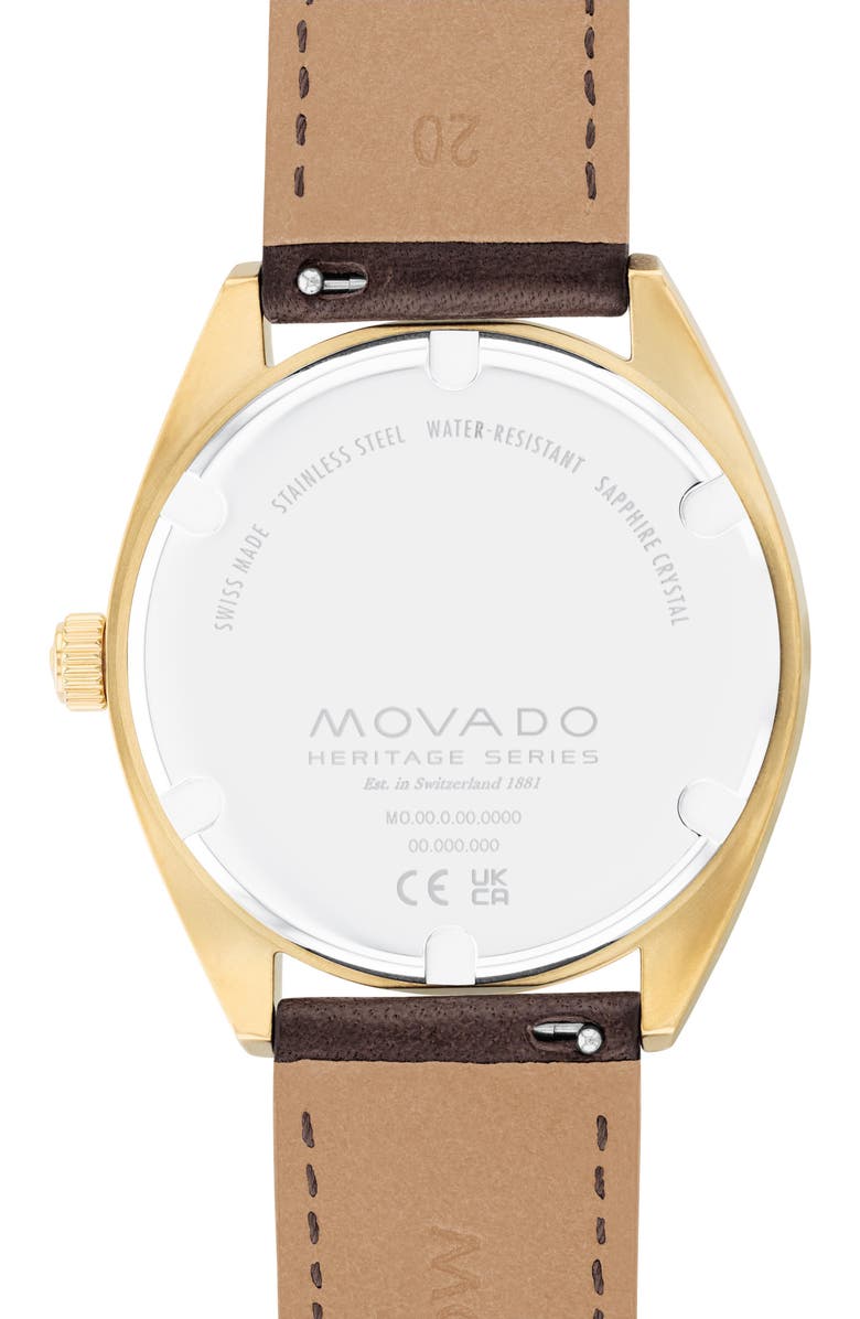 Movado Heritage Datron Leather Strap Watch, 39mm, Alternate, color,