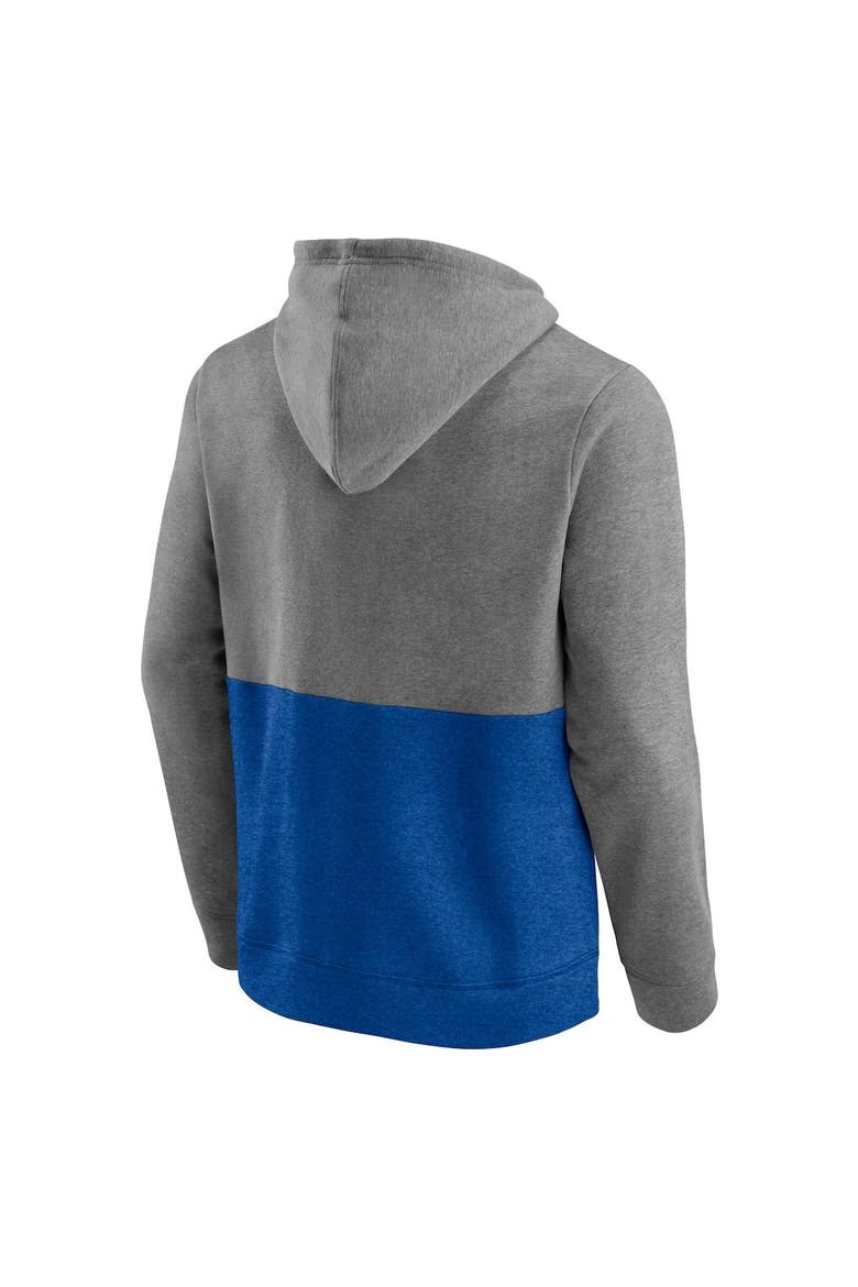 Men's Fanatics Branded Heathered Gray/Blue New York Rangers Block Party Classic Arch Signature Pullover Hoodie, Alternate, color, Heather Gray