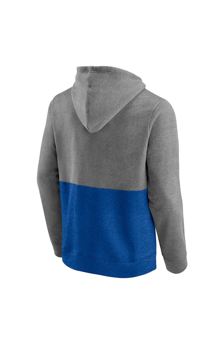 FANATICS Men's Fanatics Branded Heathered Gray/Blue New York Rangers Block Party Classic Arch Signature Pullover Hoodie, Alternate, color,