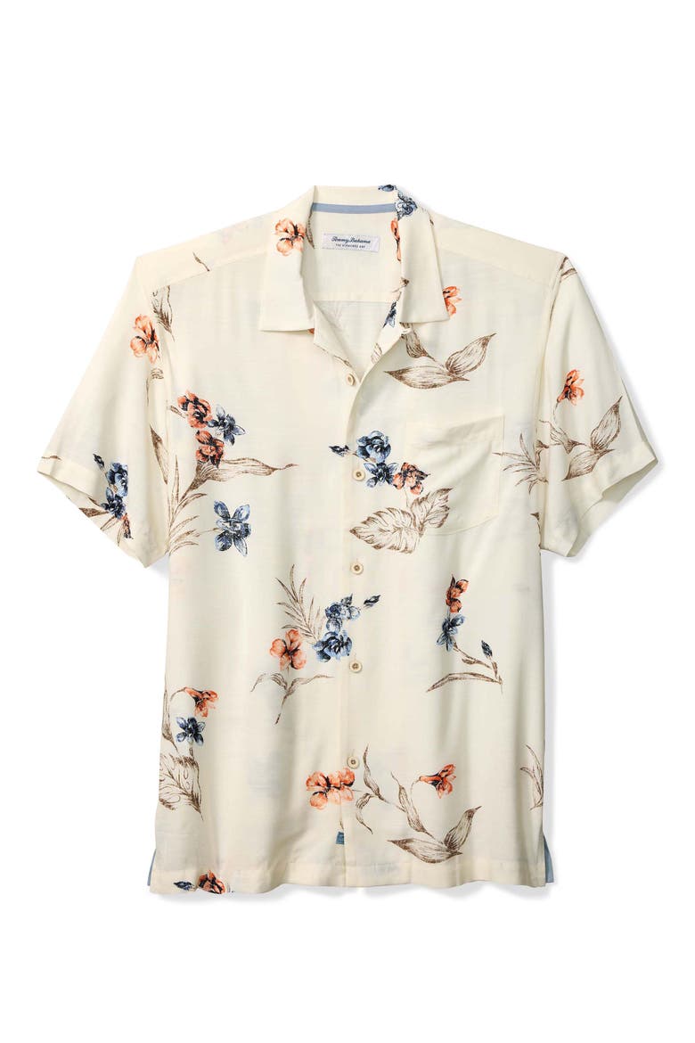 Veracruz Cay Vintage Floral Short Sleeve Button-Up Shirt, Main, color, VANILLA ICE