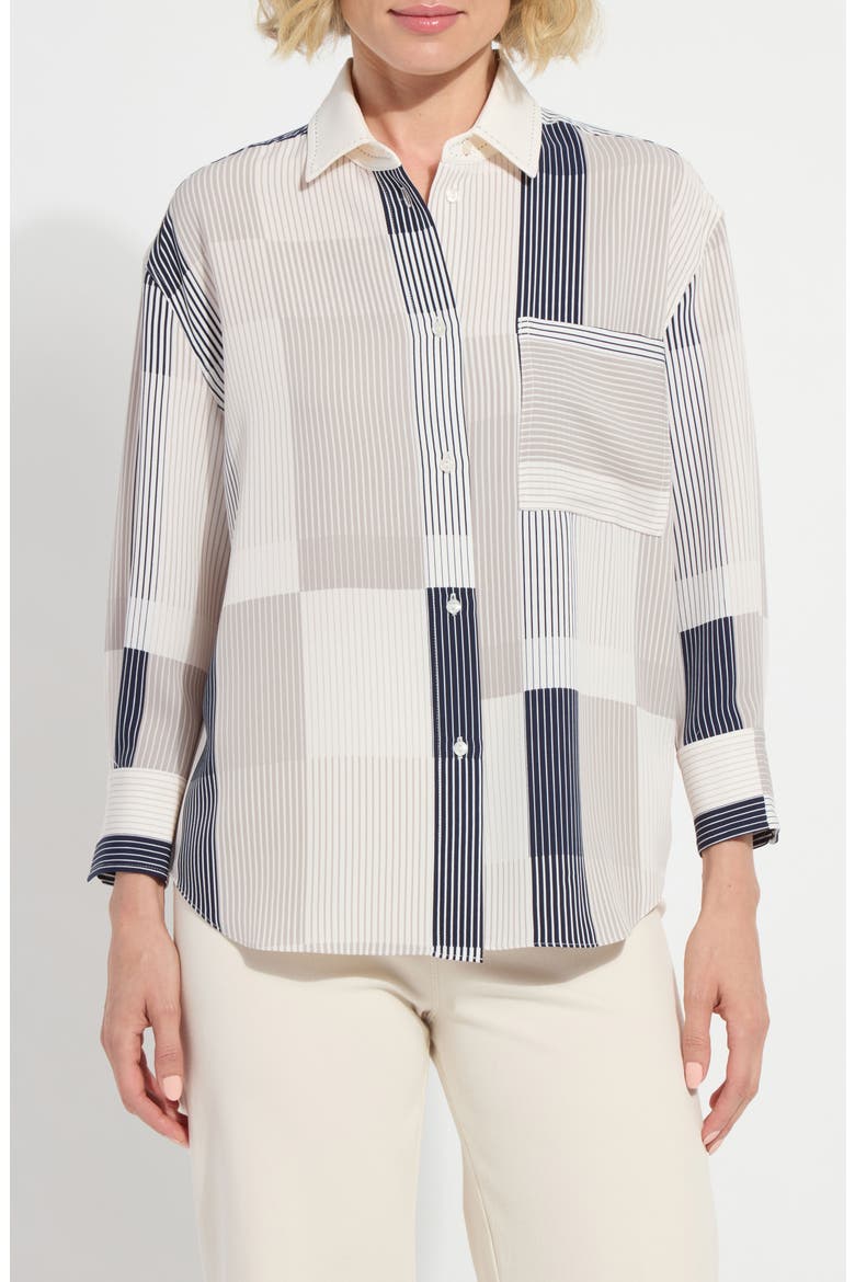 Jessica Stripe Button-up Shirt, Main, color, OSLO STRIPE COLLAGE