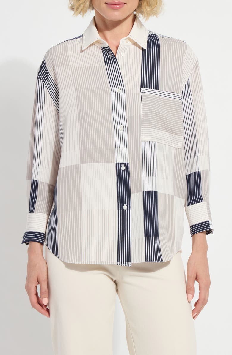 Lysse Jessica Stripe Button-up Shirt, Main, color, Oslo Stripe Collage