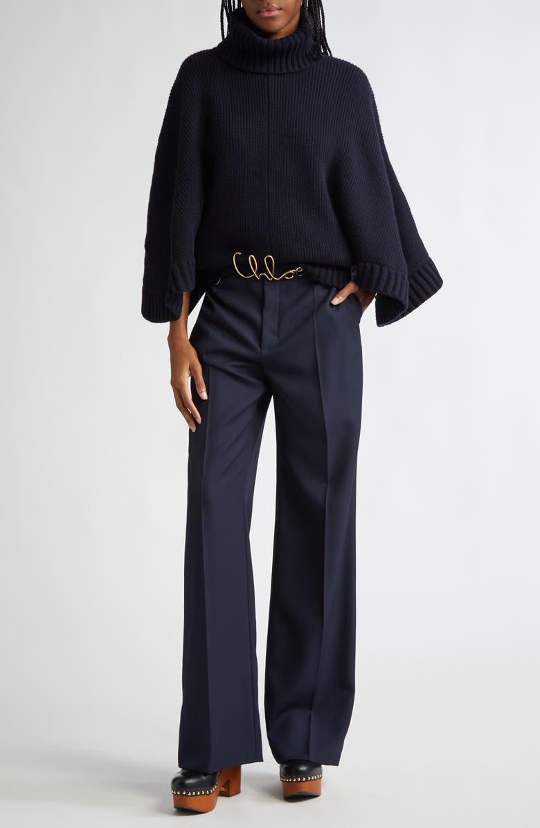 Chloé Batwing Sleeve Wool & Cashmere Turtleneck Sweater, Alternate, color, 