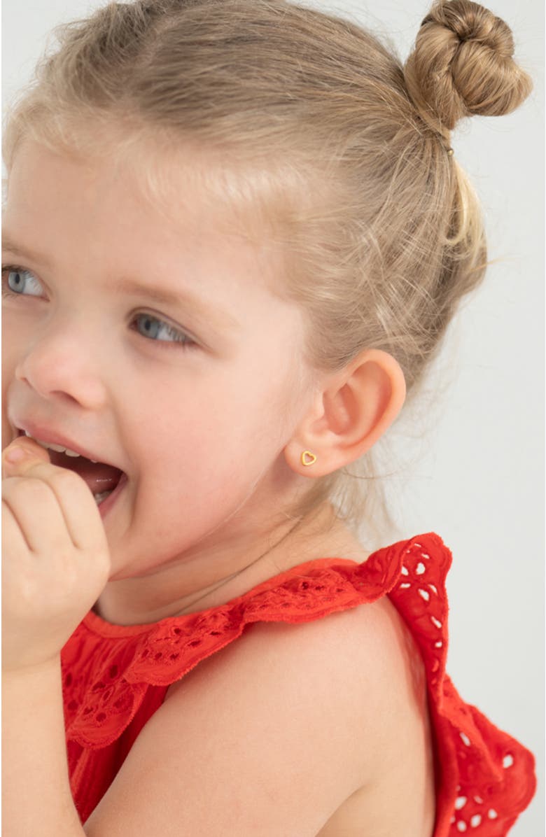 In Season Jewelry 14k Petitel Open Heart Earrings, Alternate, color, Gold