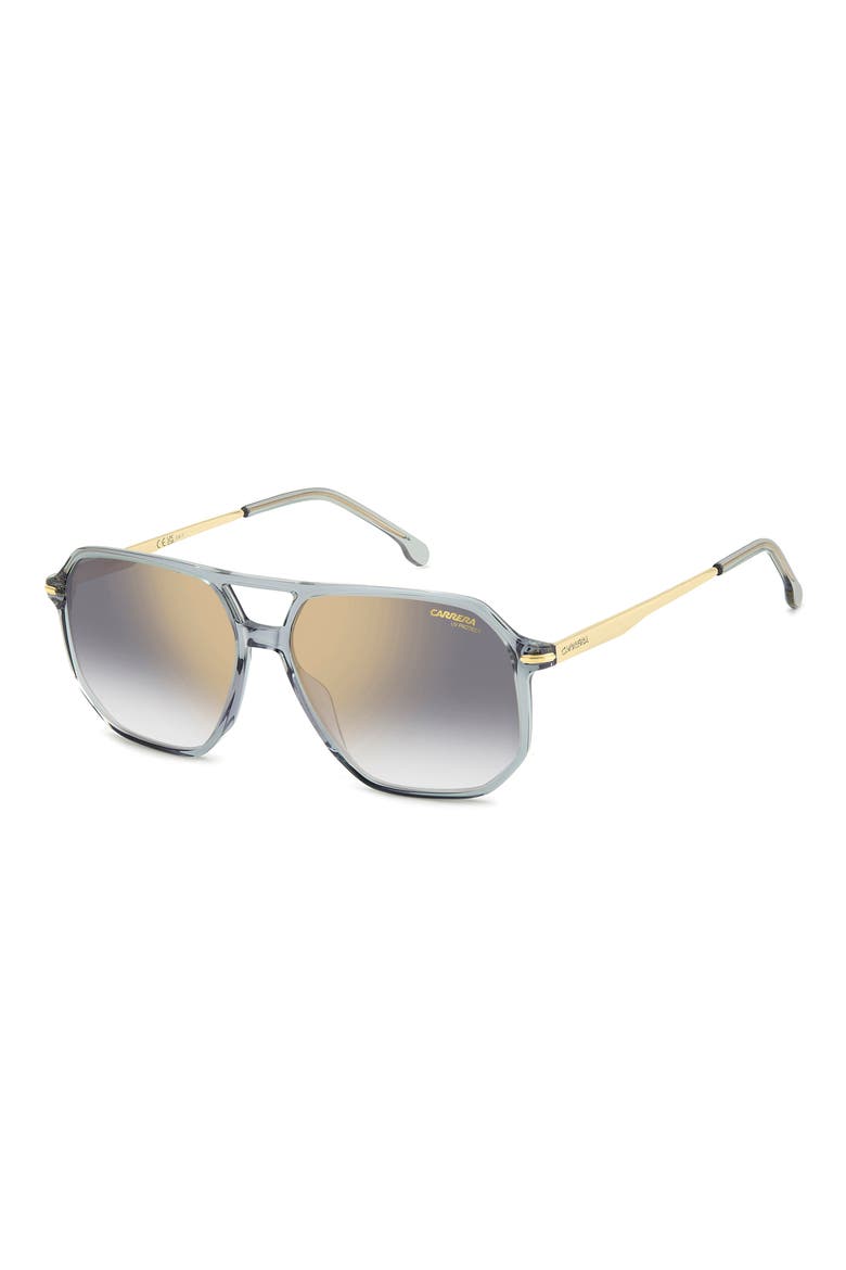 59mm Double Bridge Gradient Square Sunglasses, Alternate, color, GREY/ GREY SF GD SP