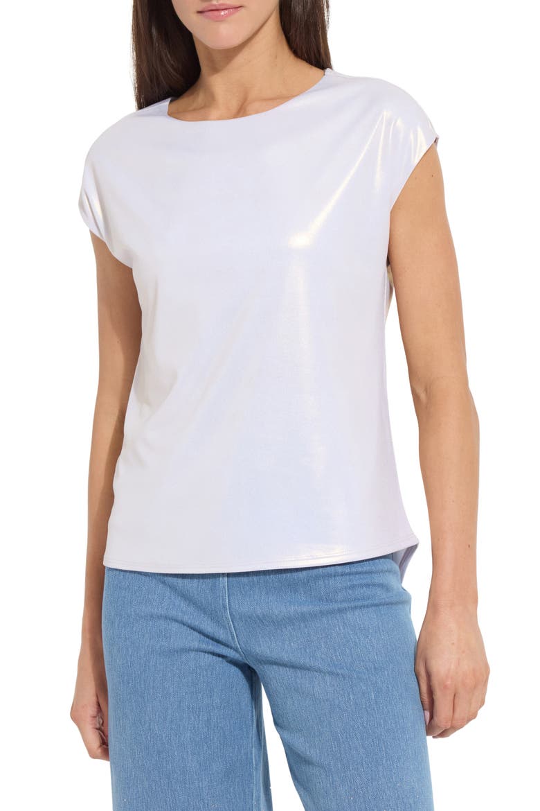 Metallic Jersey Top, Main, color, WHITE GOLD