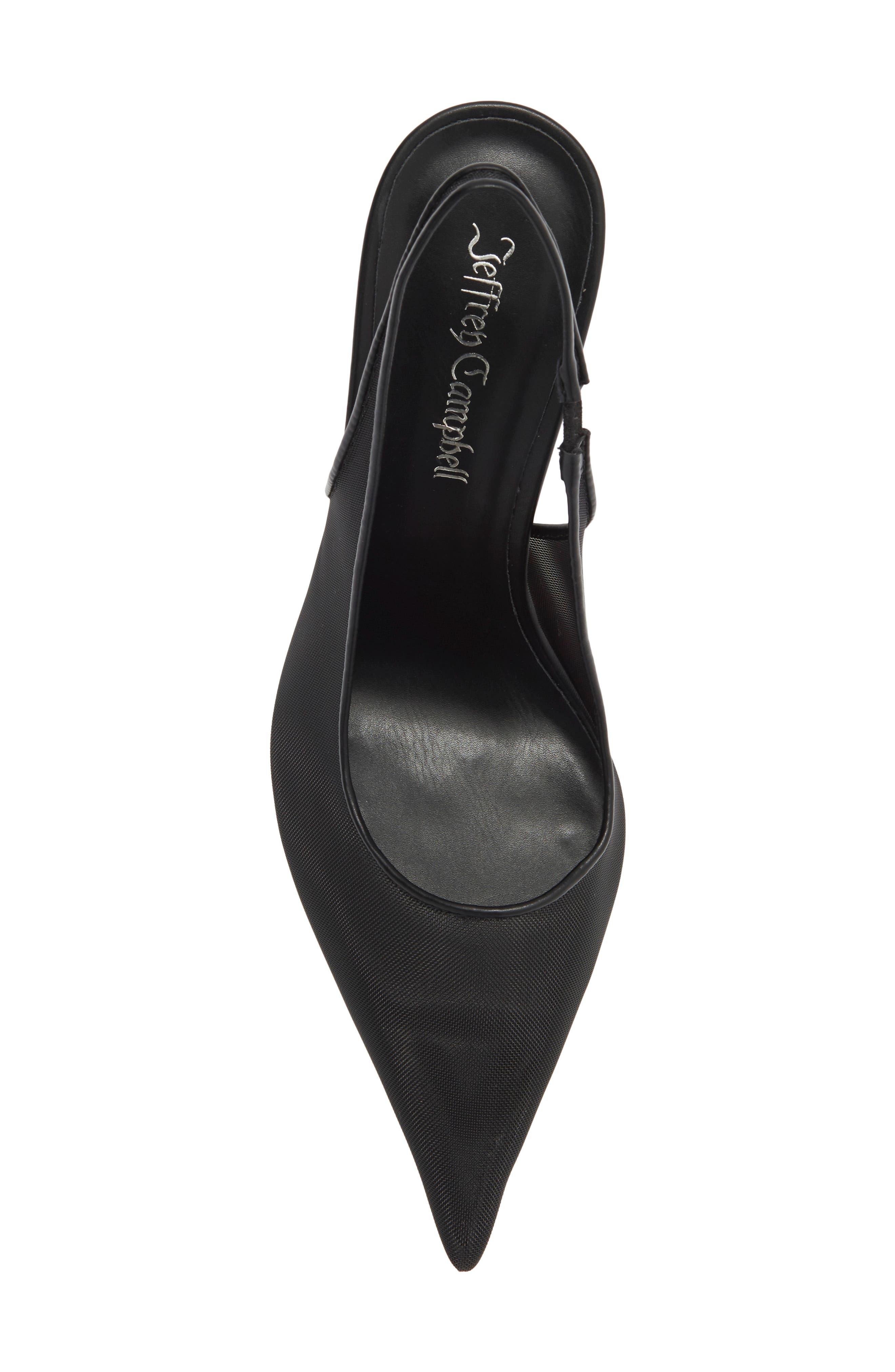 Pucker Slingback Pointed Toe Pump, Alternate, color, BLACK MESH