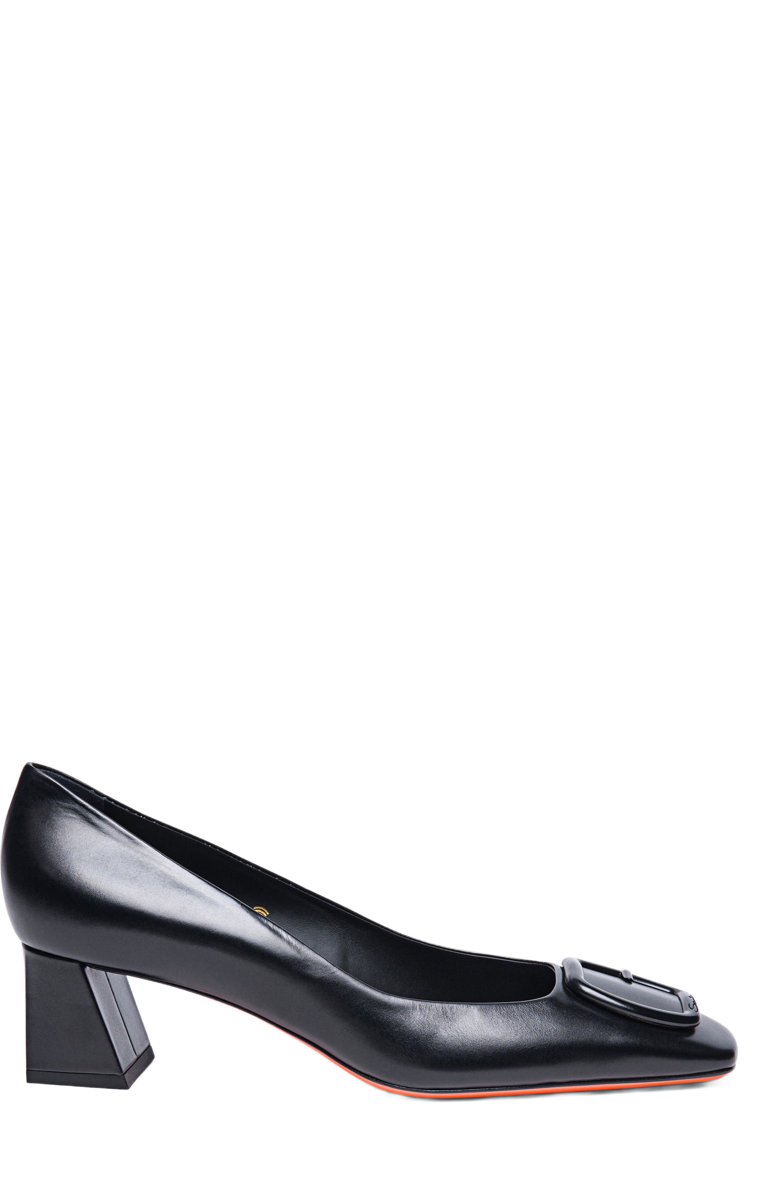 Santoni Women's leather mid-heel pump, Alternate, color, Black