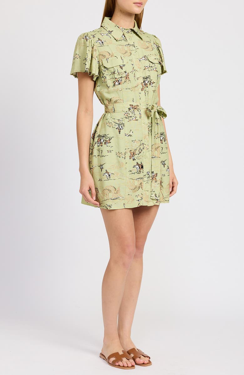 En Saison Brooks Hunt Print Short Sleeve Mini Shirtdress, Alternate, color, 