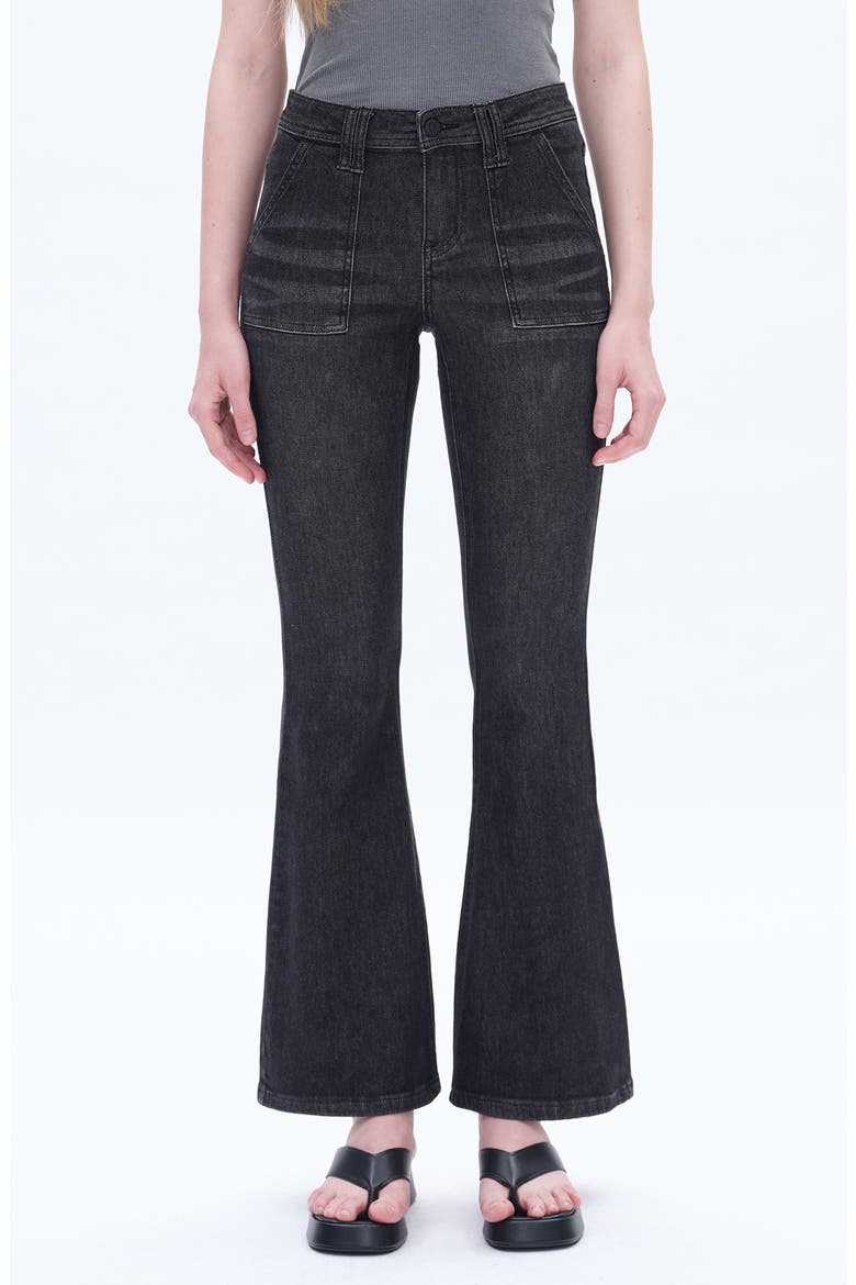 Jess Low Rise Flare Jeans, Main, color, BLACK