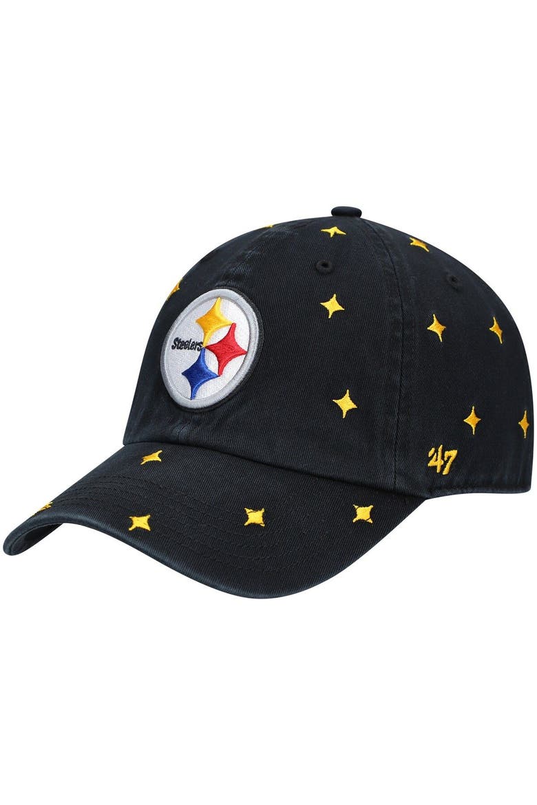 Women's '47 Black/Gold Pittsburgh Steelers Confetti Clean Up Adjustable Hat, Main, color, Black