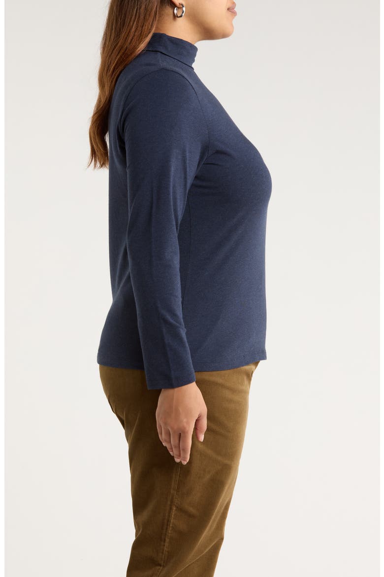 Landing Turtleneck Stretch Organic Cotton Top, Alternate, color, MARITIME