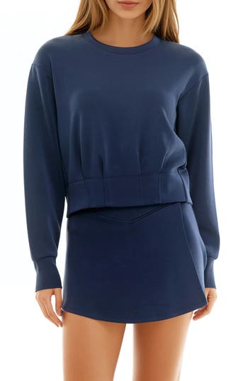 Urban Social Cloud Luxe Corset Sweatshirt In Navy