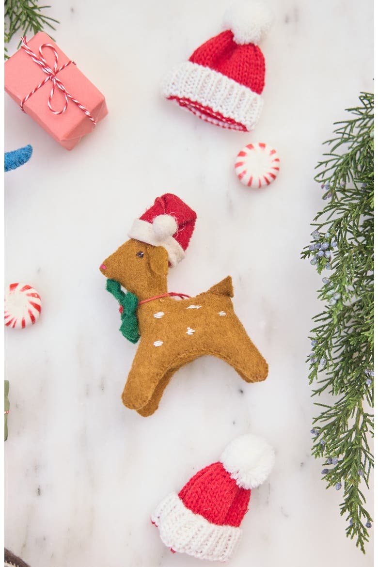 Santa Fawn Ornament, Alternate, color, BROWN