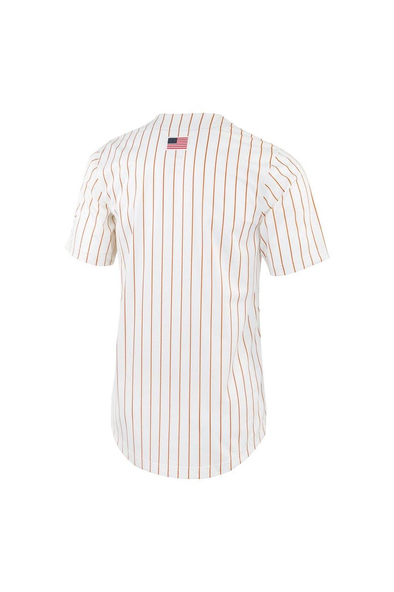 Men's Nike White Texas Longhorns Pinstripe Replica Full-Button Baseball Jersey, Alternate, color, White