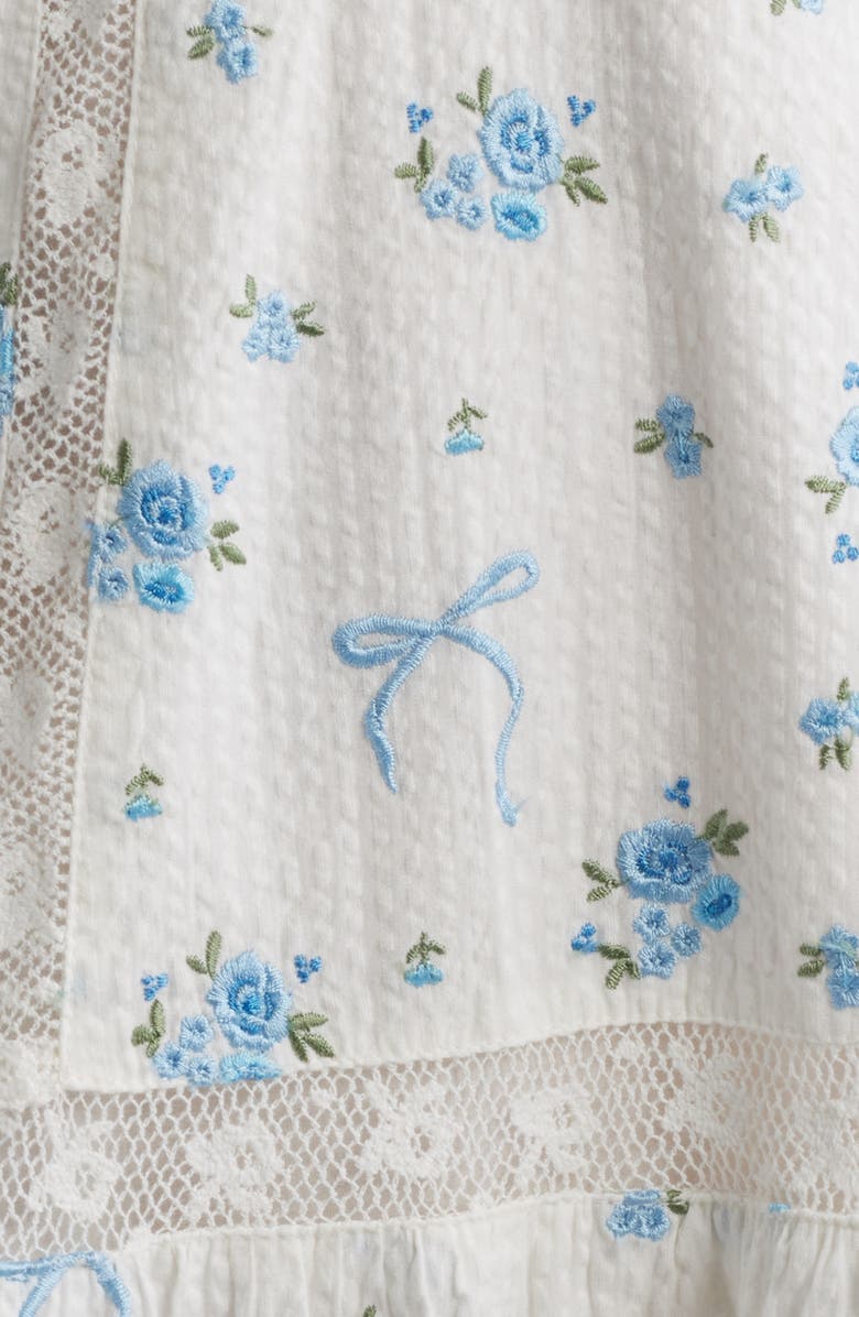 LoveShackFancy Solbina Lace Trim Minidress, Alternate, color, Aegean Blue