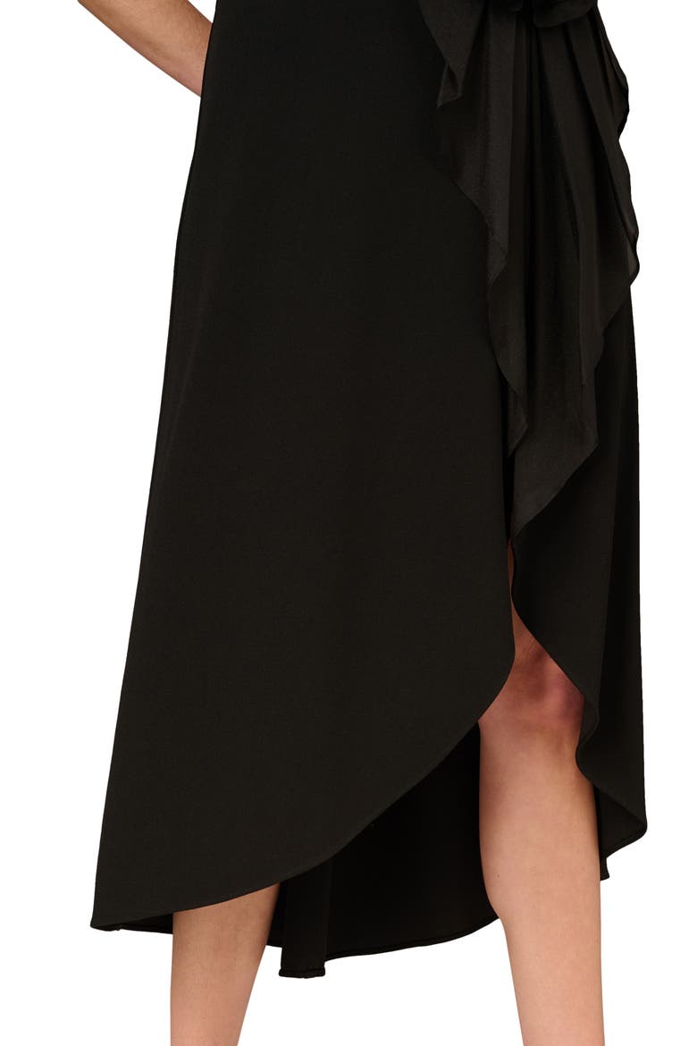 Floral Detail Crepe Cocktail Dress, Alternate, color, BLACK