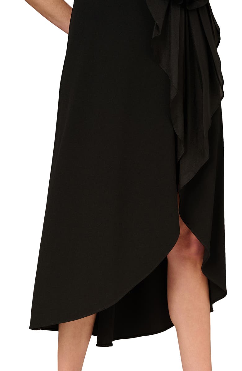 Aidan Mattox by Adrianna Papell Floral Detail Crepe Cocktail Dress, Alternate, color, Black