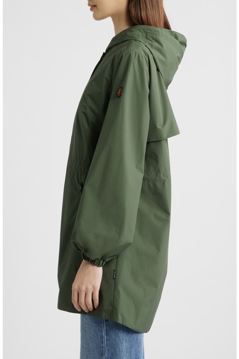 Fleur Water Resistant Hooded Raincoat, Alternate, color, THYME GREEN