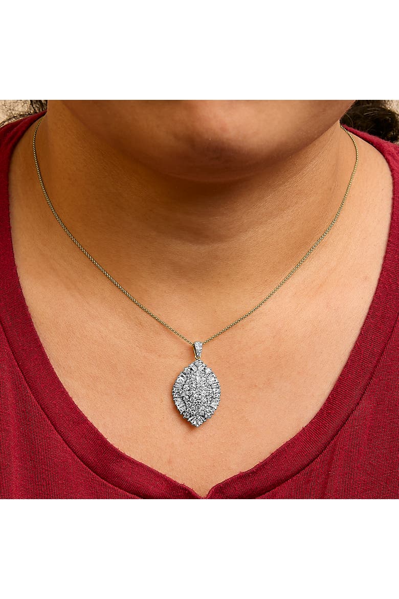 14K White and Yellow Gold 2.00 Cttw Diamond Cluster Pear Shaped Pendant Necklace, Alternate, color, Yellow