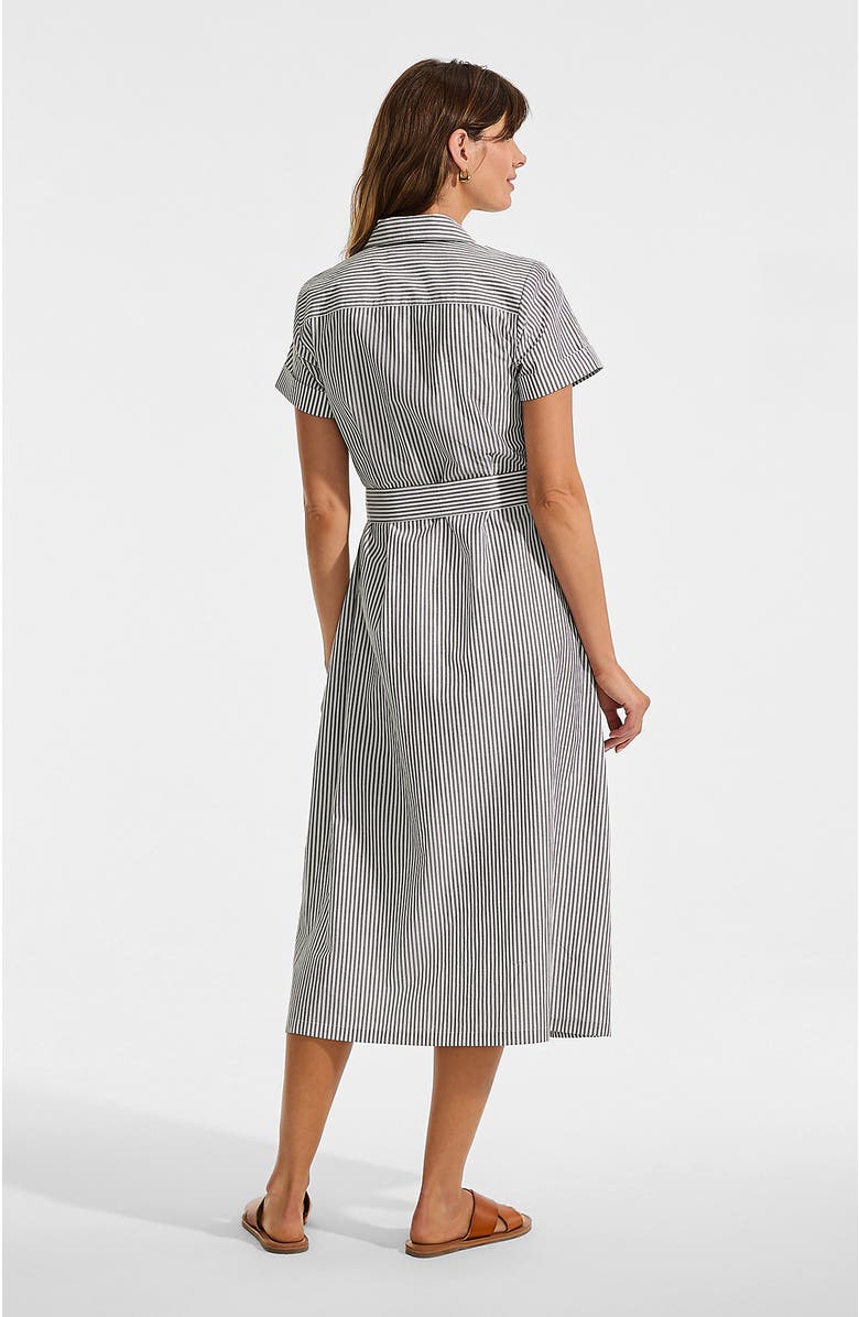 Lands' End Poplin Pintuck Detail Shirt Dress, Alternate, color, Rich Coffee Pinstripe