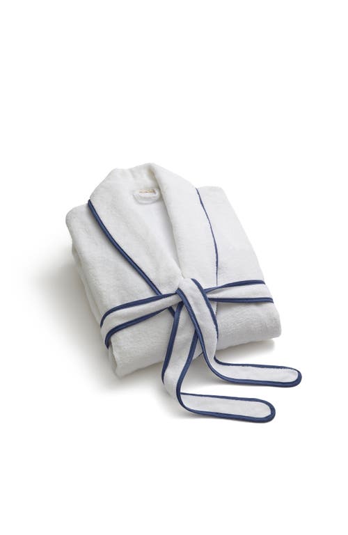 Christy Boundary Piped Edge Luxury Robe In White