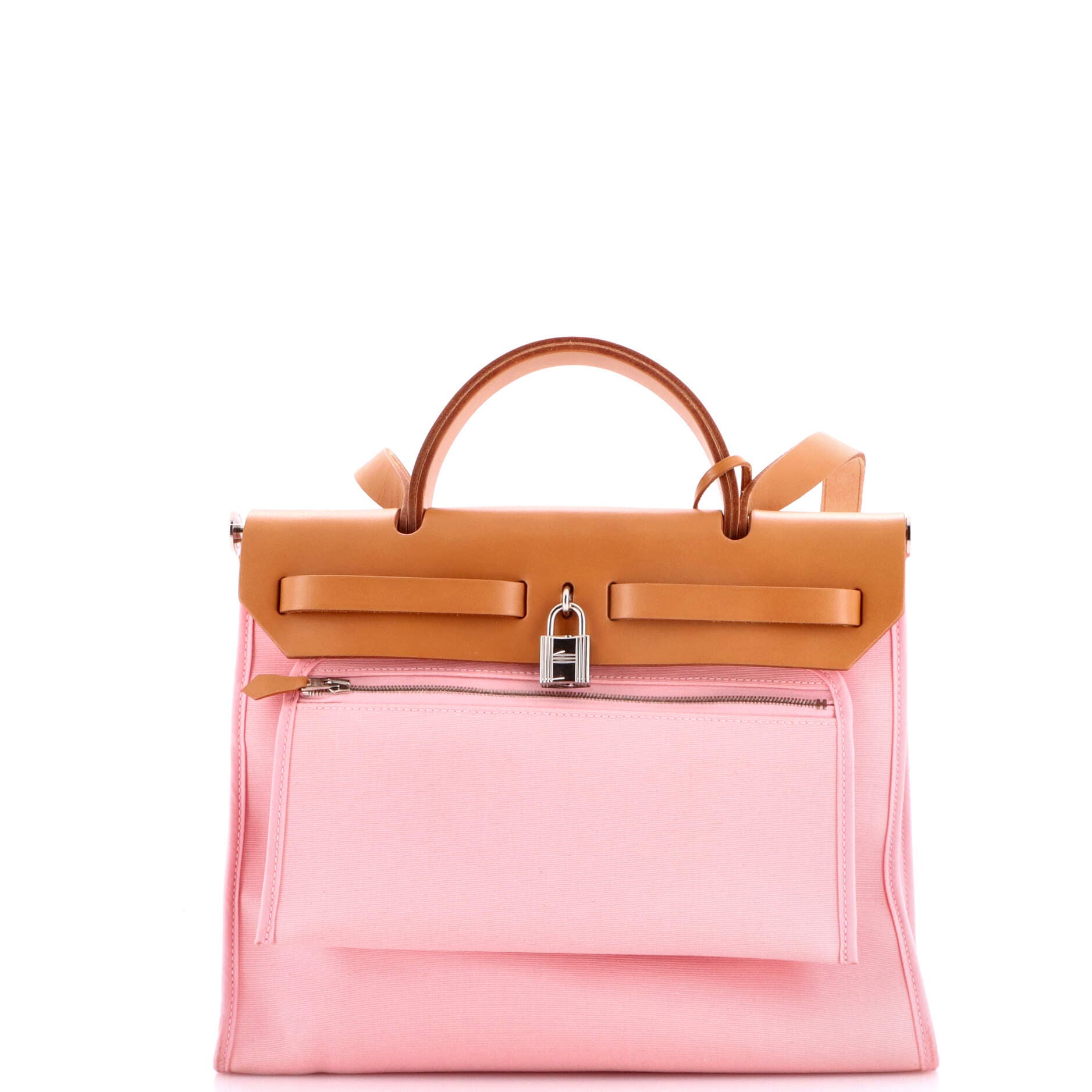 Pre-Owned Hermes Herbag Zip Leather and Toile 31, Alternate, color, Rose Confetti