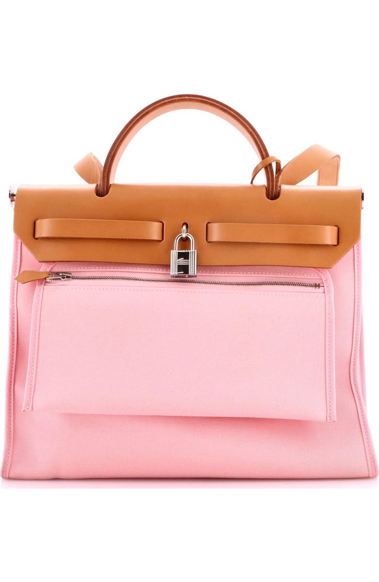 Pre-Owned Hermes Herbag Zip Leather and Toile 31, Alternate, color, Rose Confetti