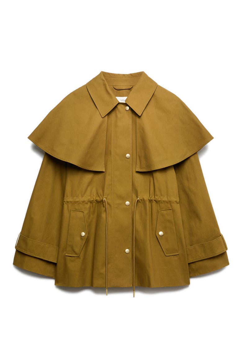 Waisted Collared Cape Coat, Alternate, color, BROWN