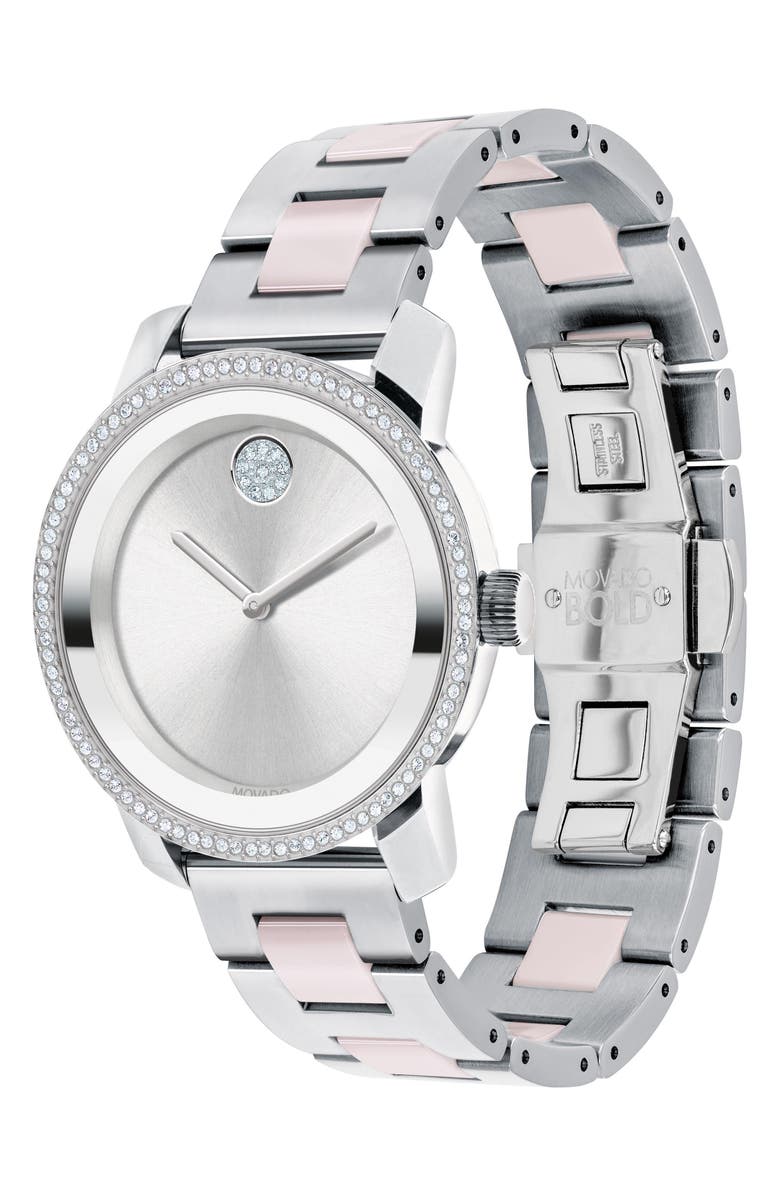 Movado Bold Iconic Mixed Material Bracelet Watch, 36mm, Alternate, color,
