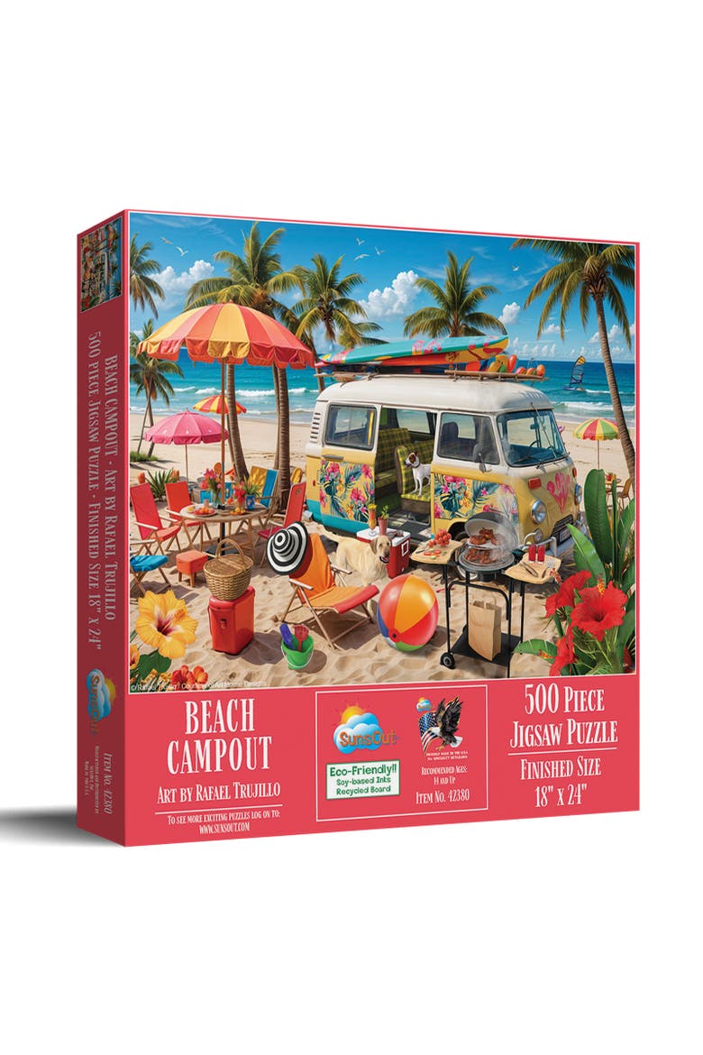 Beach Campout 500 piece Jigsaw Puzzle for Adults, Main, color, Multicolor