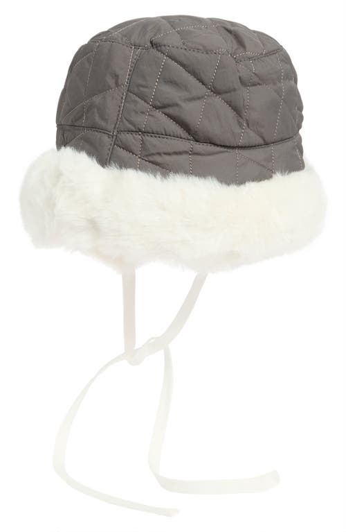 Nanette Lepore Reversible Faux Fur Quilted Bucket Hat In Gray