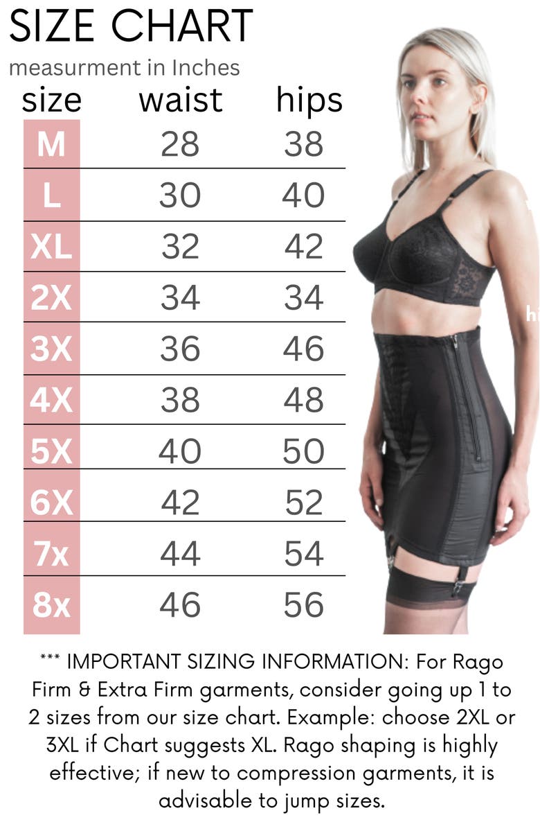 Rago Extra Firm High Waist Open Bottom Girdle With Side Zipper and Hook, Alternate, color, Black