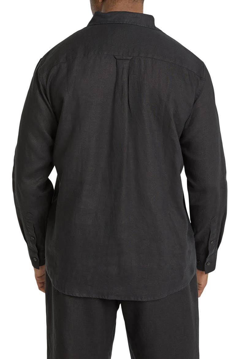 Resort Relaxed Fit Linen Button-Up Shirt, Alternate, color, BLACK