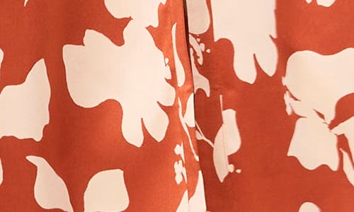 Halogen ® Floral Long Sleeve Satin Midi Shirtdress In Brown