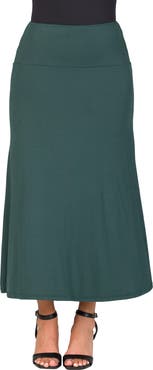 24seven Comfort Apparel Elastic Waist Maxi Skirt