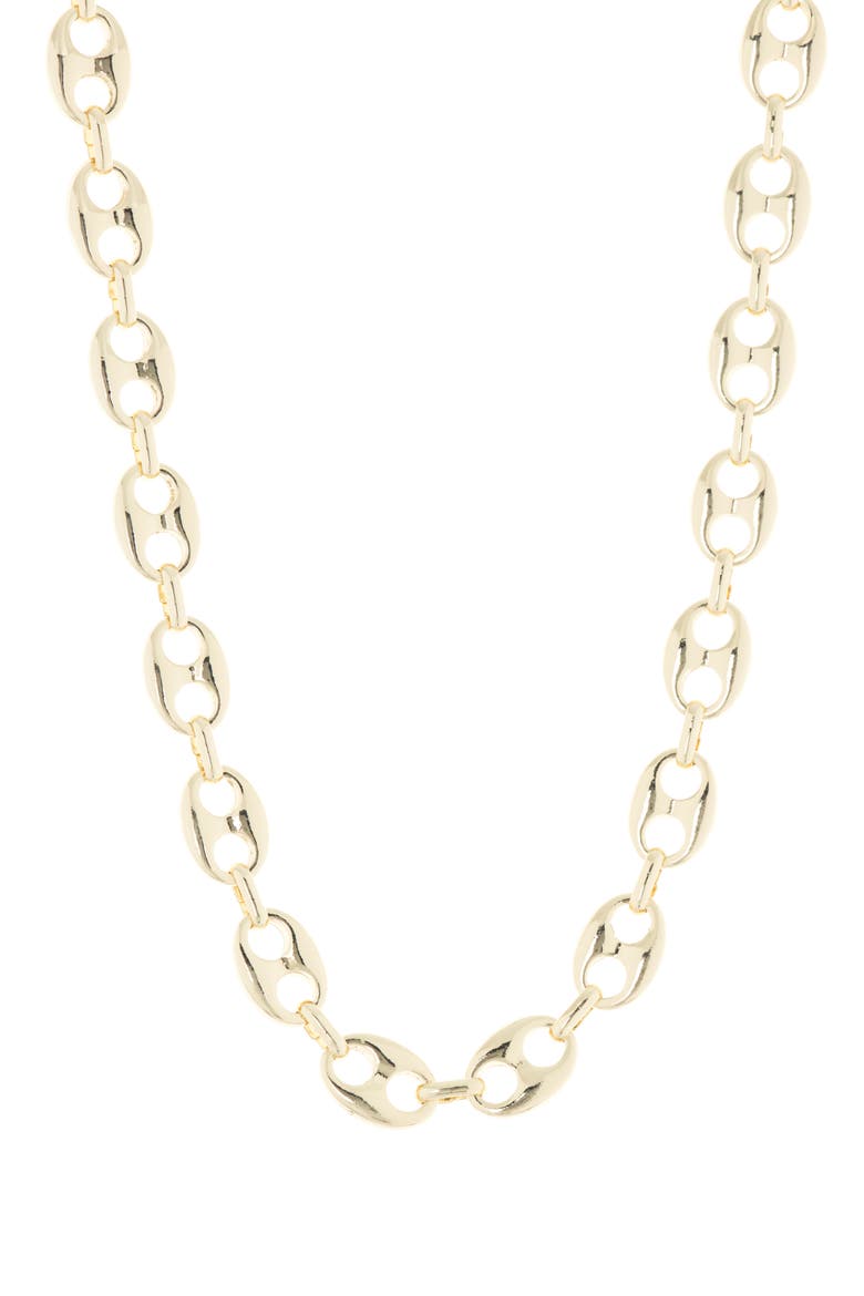 Puffed Mariner Chain Necklace, Main, color, 18KT YELLOW PLATED BRASS